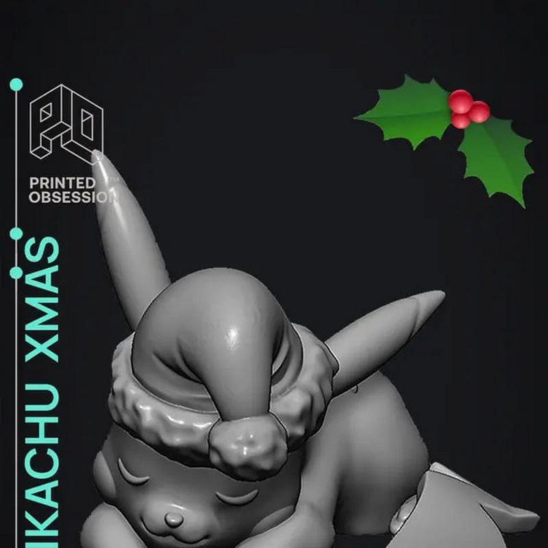 皮卡丘圣诞 3D打印模型|Pikachu Xmas – 3D Print Model