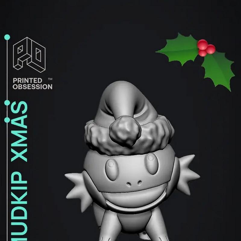 Mudkip圣诞节3D打印模型|Mudkip Xmas – 3D Pint Model