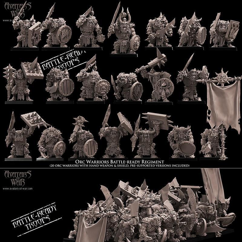 战争之躯——兽人战士战斗部队 3D打印模型|Avatars of War – Orc Warriors Battle-Ready regiment – 3D Print Model STL