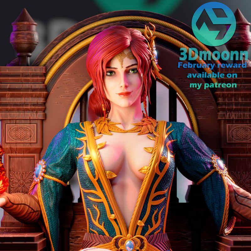 3D打印模型：Triss Merigold 人物造型|3Dmoonn – Triss Merigold – 3D Print Model