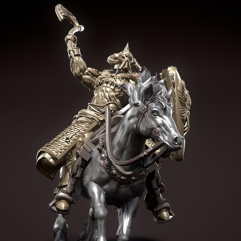 骑战战士跃动 3D打印模型|Mounted Warrior Galloping – 3D Print Model