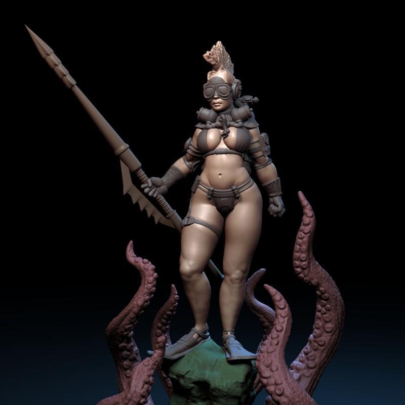 克雷恩猎手——3D打印模型|The Kraken Huntress – 3D Print Model STL