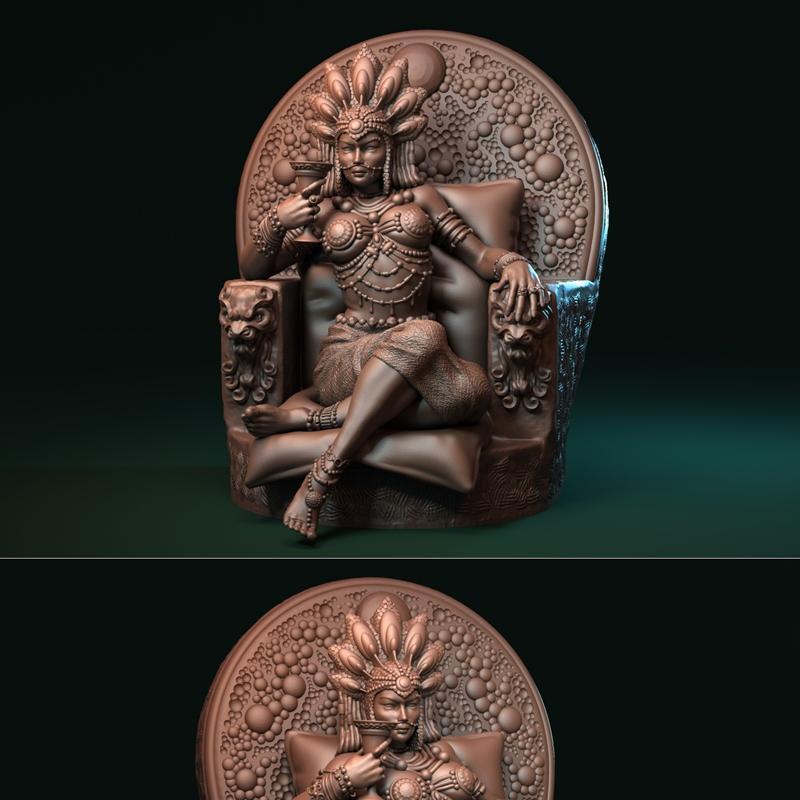 女王塔米斯与侍女尼克卡——3D打印模型|Queen Tamesis and Nykka the lady in waiting – 3D Print Model STL