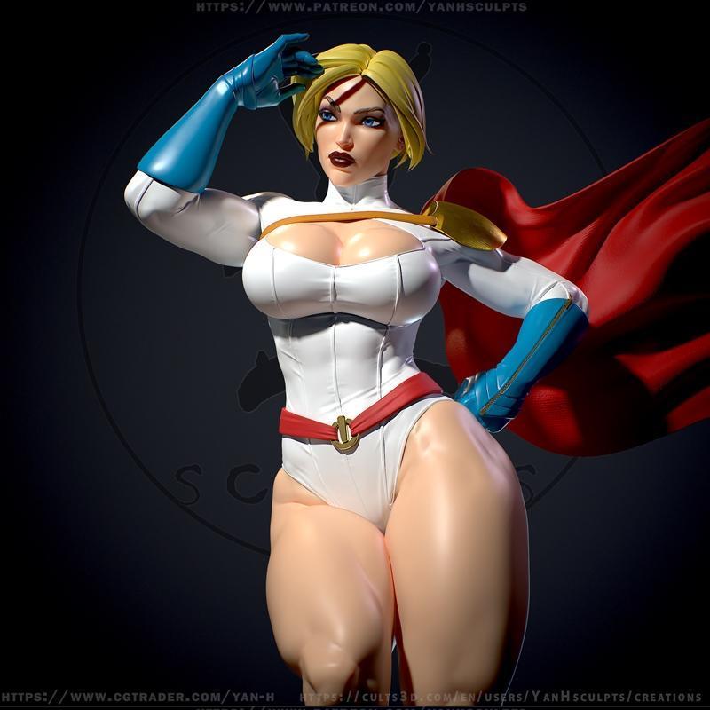 yan h - 动漫角色Power Girl 3D打印模型|Yan H – Power Girl – 3D Print Model STL