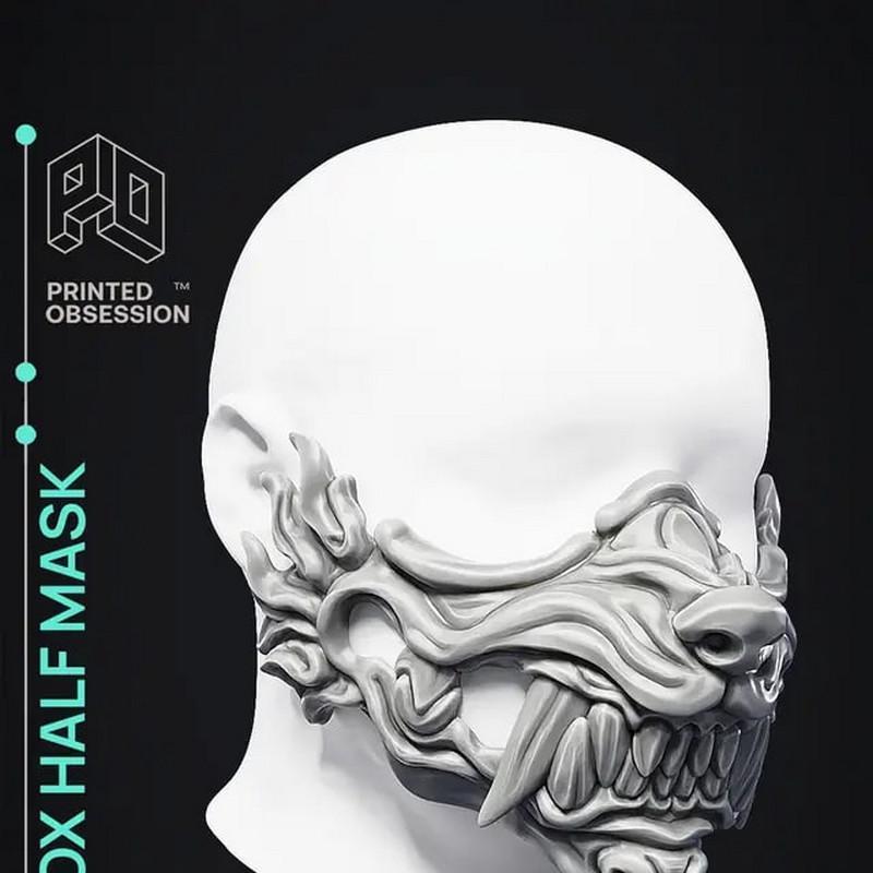 狐族半面罩 3D打印模型|Fox Half Mask – 3D Print Model