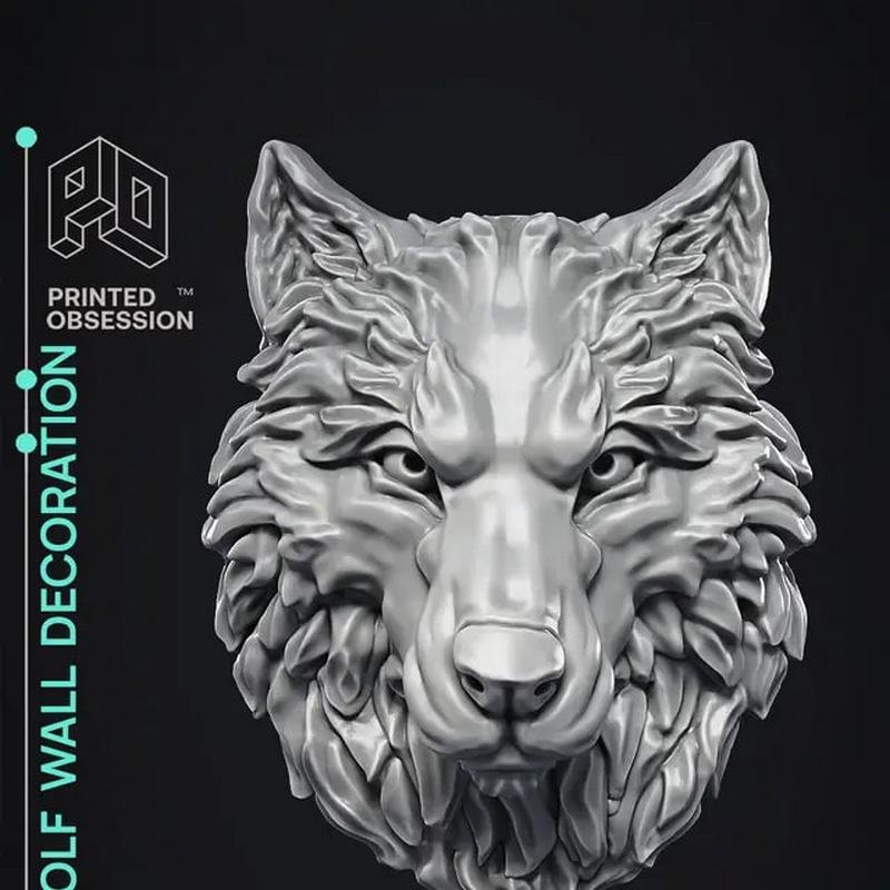 狼主题3D打印装饰模型|Wolf – Wall Decoration – 3D Print Model