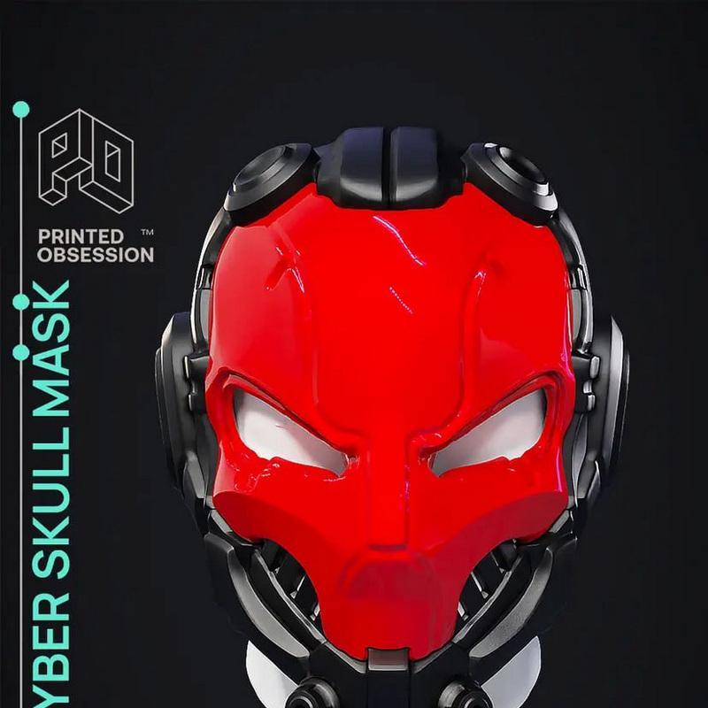 赛博骷髅面具 - 3D打印模型|Cyber Skull Mask – 3D Print Model