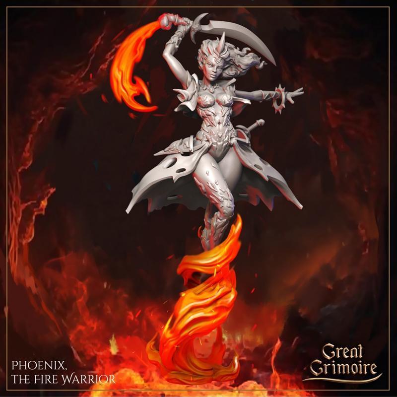 火之战士菲尼克斯——3D打印模型|Great Grimoire – Phoenix the Fire Warrior – 3D Print Model STL