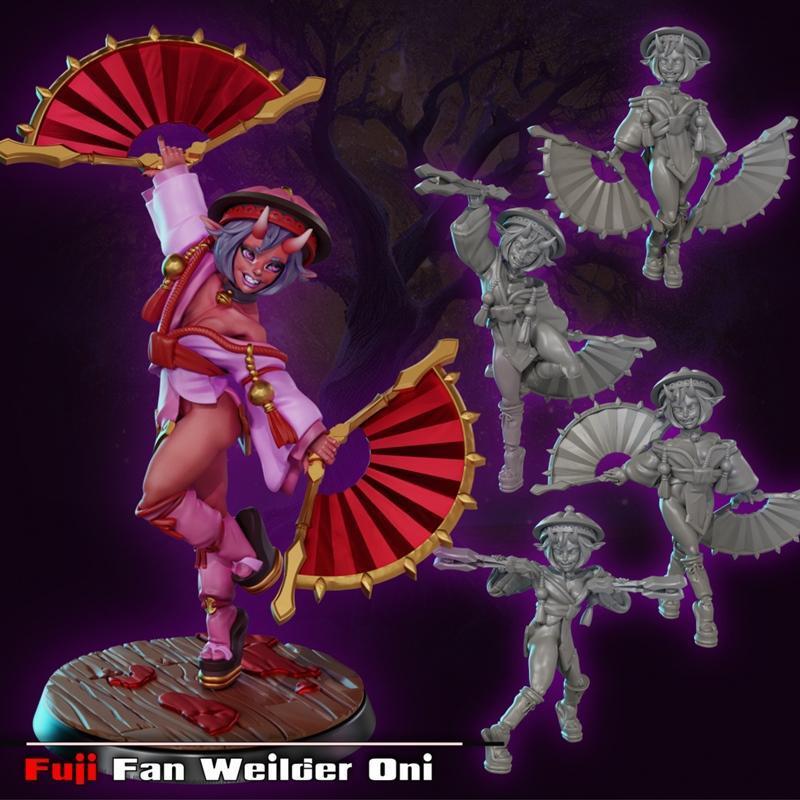 Gaz Minis - 富士之鬼·oni粉丝持有者 3D打印模型|Gaz Minis – Fuji, The Oni Fan Weilder – 3D Print Model STL