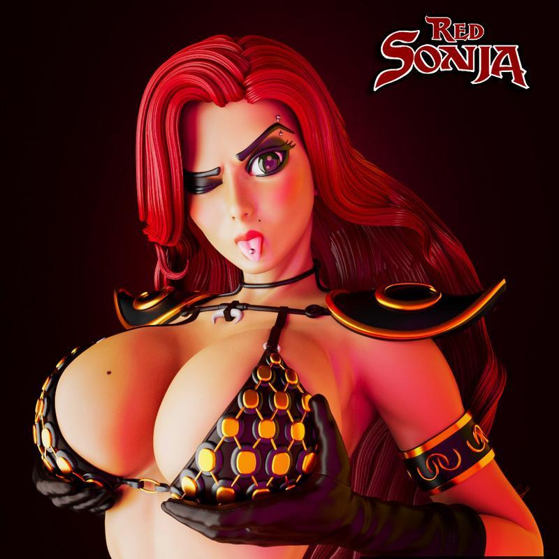 红Sonja 3D打印模型|Red Sonja Bust Fan Art – 3D Print Model