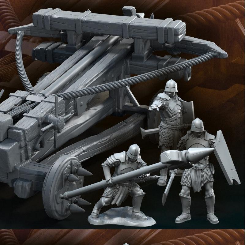 三血之手 Orc 3D打印模型|Balista with 3 Blood-Handed Orcs – 3D Print Model