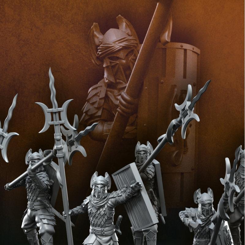 龙军长矛战士 3D打印模型|Dragon Army Long Spear Warriors – 3D Print Model