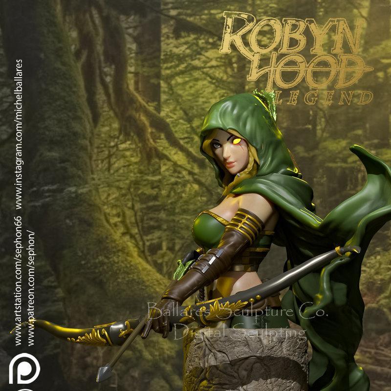 鲁滨逊传说雕像 - 3D打印模型|Robyn Hood Legend Bust – 3D Print Model