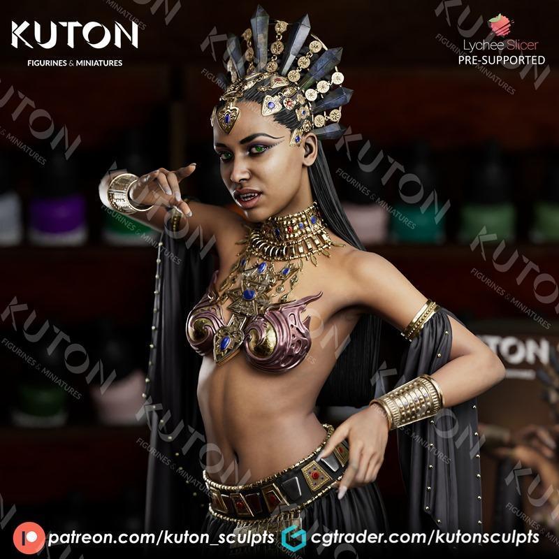Kuton 3D打印模型：阿卡沙女王雕塑|Kuton Figurines – Queen Akasha – 3D Print Model STL