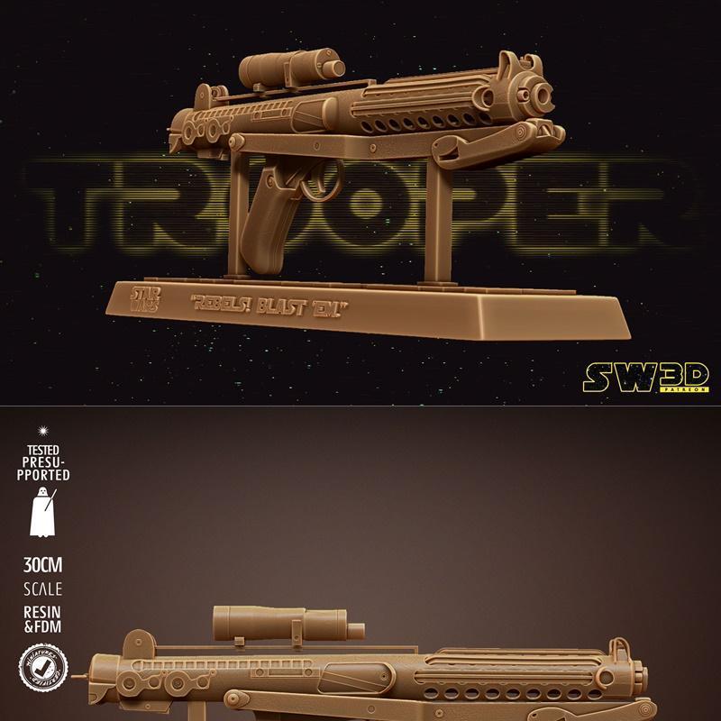 星球大战 E-11蓝星炮 3D打印模型|Star Wars – Blaster E-11 Sculpture – 3D Print Model STL