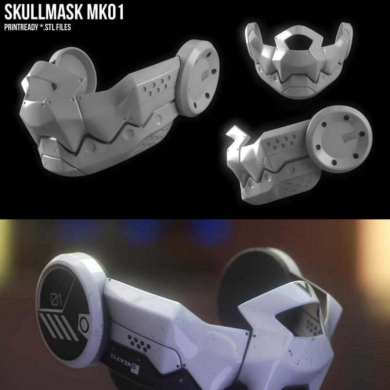 Skull Mask MK01 - 3D打印骷髅面具模型|Skull Mask MK01 – 3D Print Model