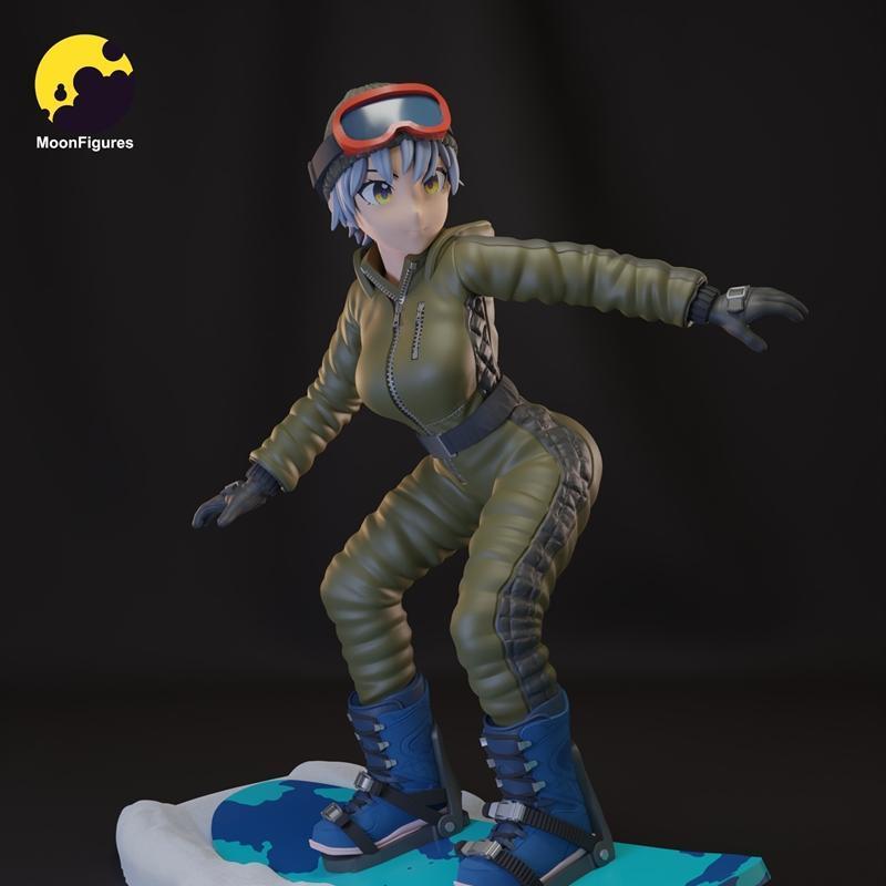 雪板少女 3D打印模型|Moon Figures – Snowboard Girl – 3D Print Model STL