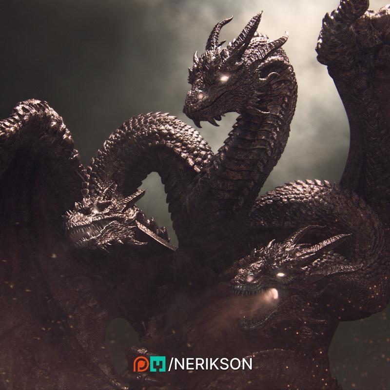 Nerikson - Smei 三头龙 3D打印模型|Nerikson – Smei The Three Headed Dragon – 3D Print Model STL