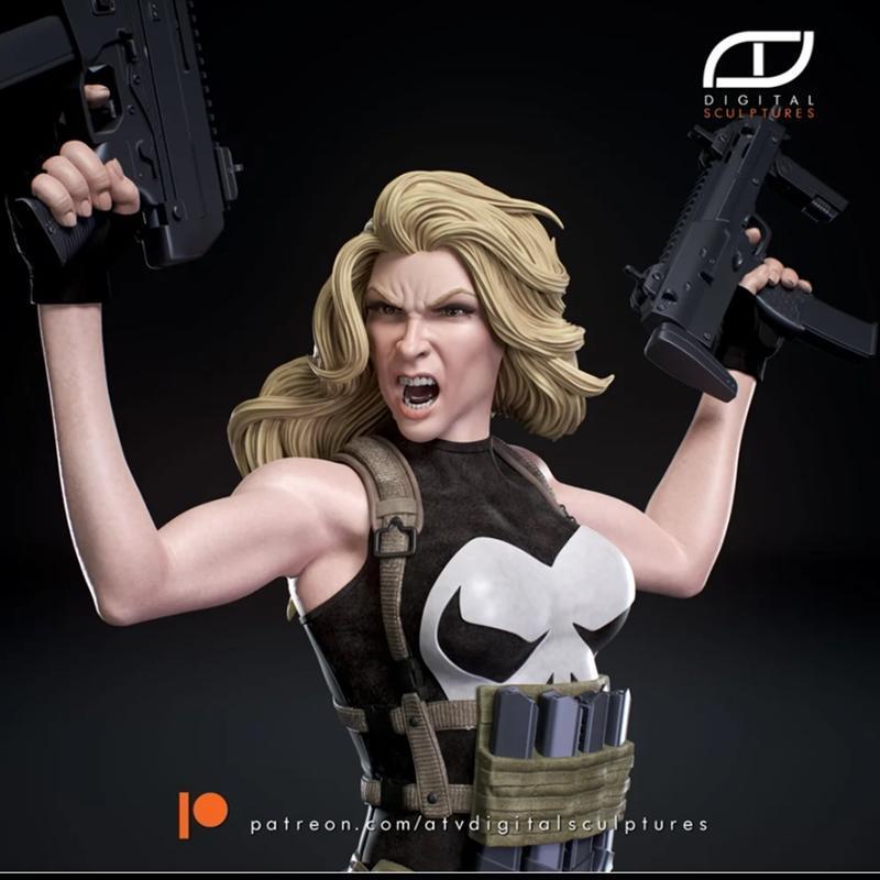ATV数码雕塑·莉恩·迈克尔斯·女惩罚者·3D打印模型|ATV Digital Sculptures – Lynn Michaels – Lady Punisher – 3D Print Model STL