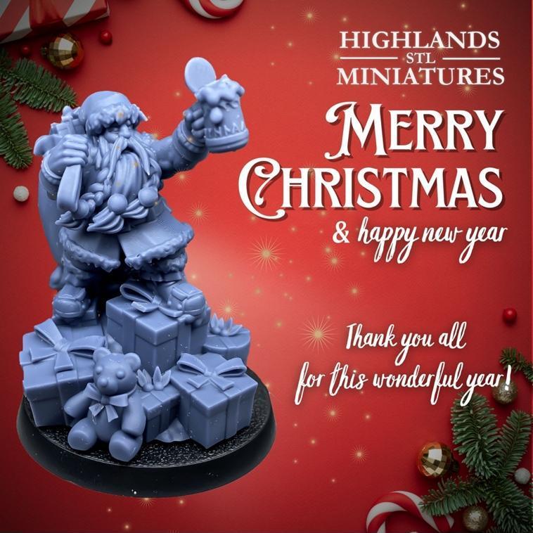 高lands迷你作品《圣诞小圣士提反》3D打印模型|Christmas Santa Dwarf by Highlands Miniatures – 3D Print Model STL