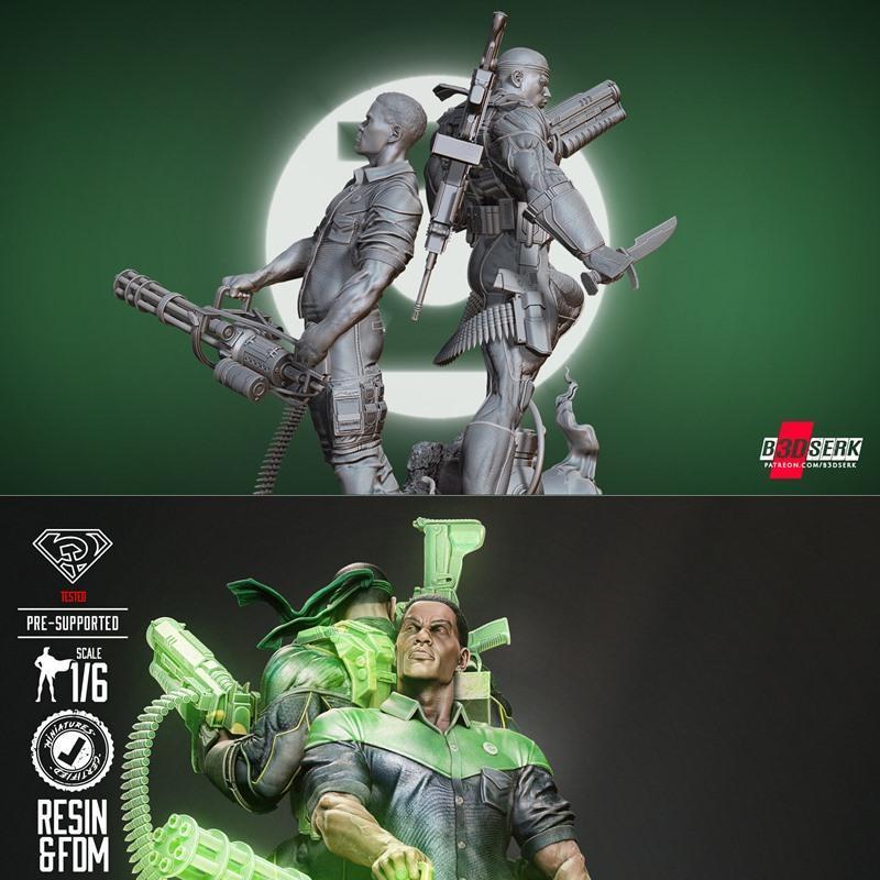 B3DSERK - 绿灯侠 Diorama 3D打印模型|B3DSERK – Jhon Stewart Green Lantern Diorama – 3D Print Model STL