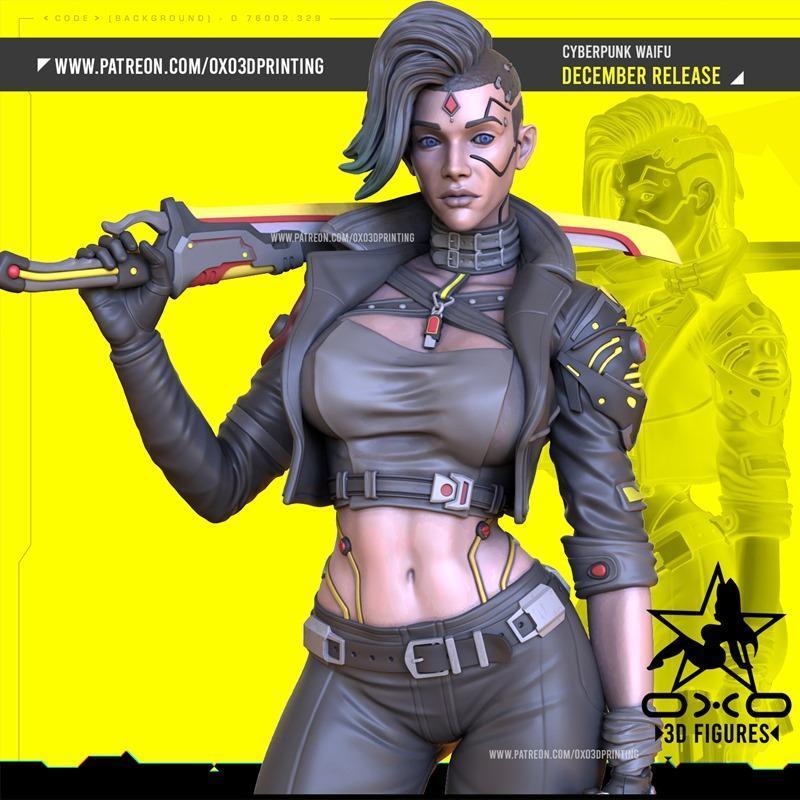 OXO3D - 城市朋克女仆 - 3D打印模型|OXO3D – CyberPunk Waifu – 3D Print Model STL