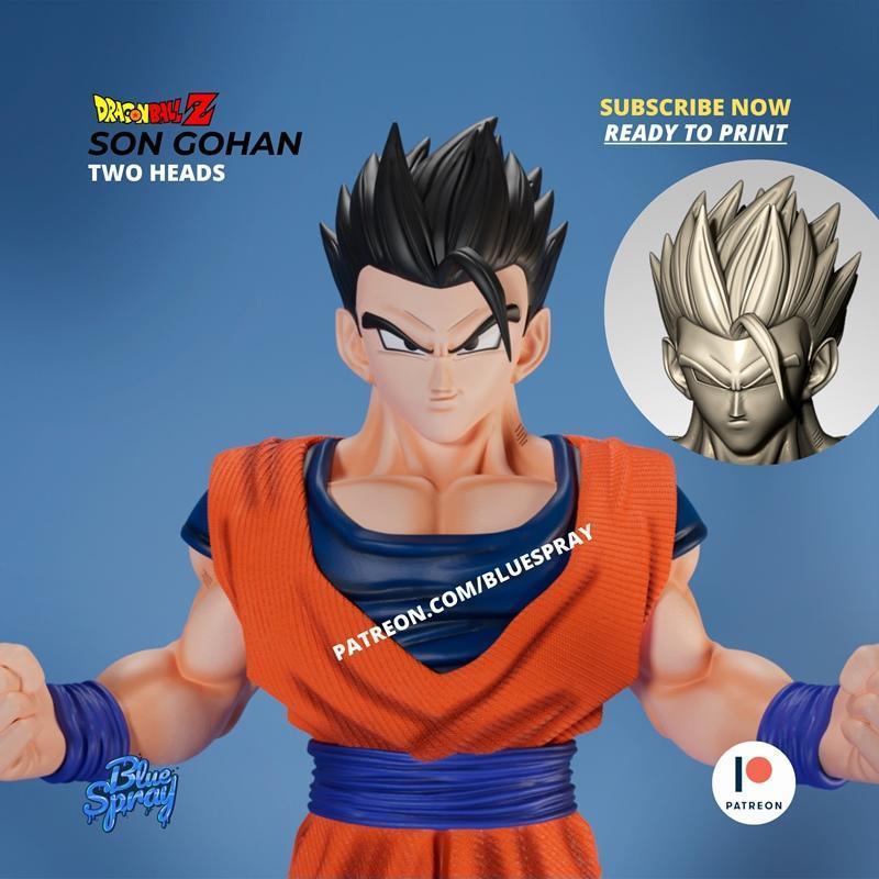蓝喷泉——悟饭雕塑3D打印模型|Blue Spray – Son Gohan Sculpture (Dragon Ball Z) – 3D Print Model STL