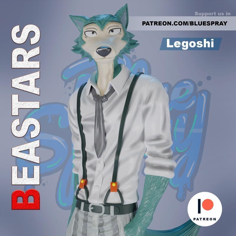 蓝雾喷洒——Legoshi雕塑（Beastars）3D打印模型|Blue Spray – Legoshi Sculpture (Beastars) – 3D Print Model STL