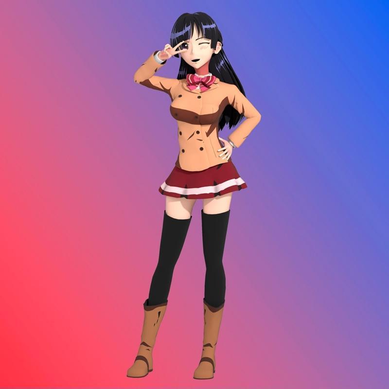 90风动漫少女与猫耳少女3D打印模型|90 style Anime girl and Cat Ear Girl Ai – 3D Print Model STL