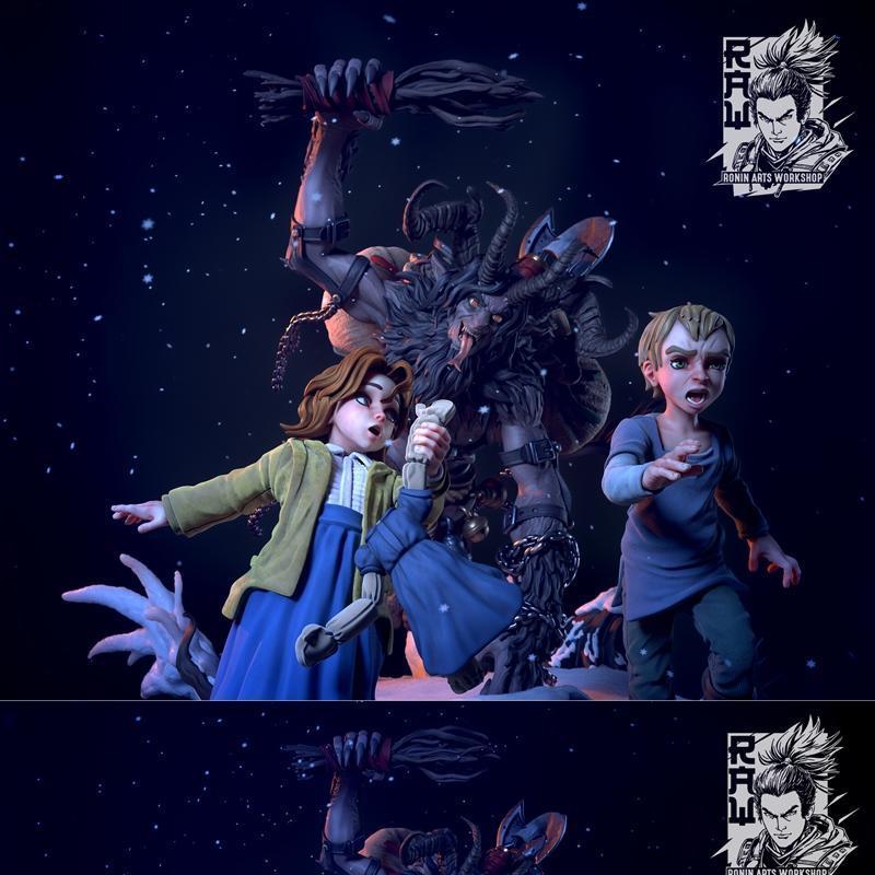 Ronin艺术工作坊 - 恶魔克兰普斯 - 3D打印可打印模型|Ronin Arts Workshop – Vicious Krampus – Printable Diorama – 3D Print Model STL