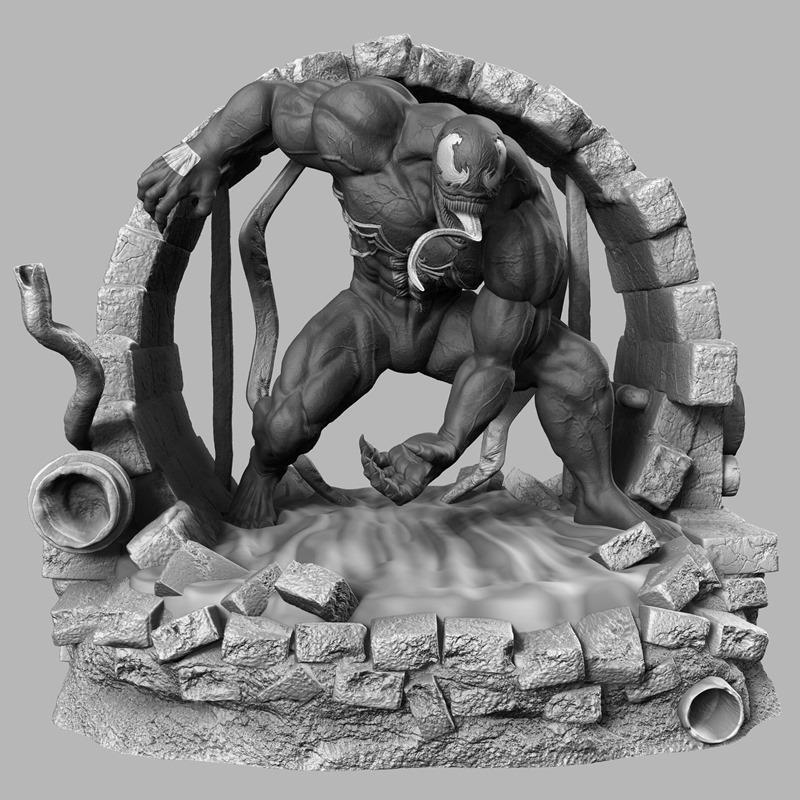 毒液雕像 - 3D打印模型 STL|Venom Statue – 3D Print Model STL