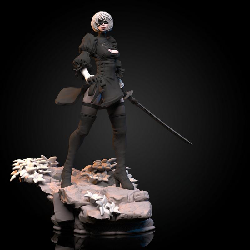 尼尔：自动人形 2B 3D打印模型|Nier Automata – 2B – 3D Print Model