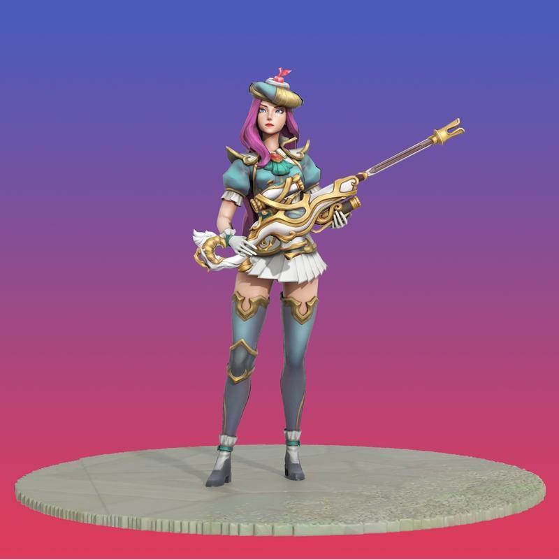 洛库尔传奇 凯特琳与洛蕾莱·伊莉亚 3D打印模型 STL|League of Legends Caitlyn Fan Skin and Lorelei Ilaria – 3D Print Model STL