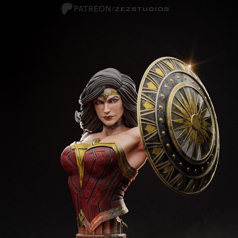 ZEZ工作室 - 女超人雕塑 - 3D打印模型|ZEZ Studios – Wonder Woman Bust – 3D Print Model STL