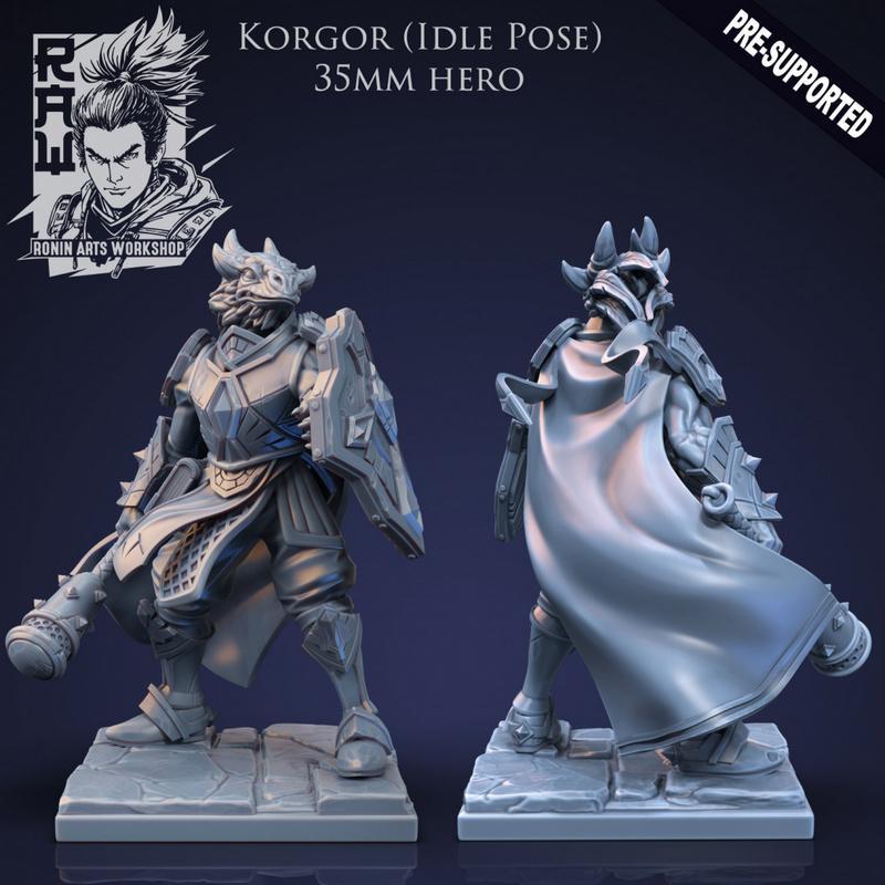 Korgor 的圣骑士（闲置姿态）3D打印模型|Korgor The Paladin (Idle Pose) – 3D Print Model