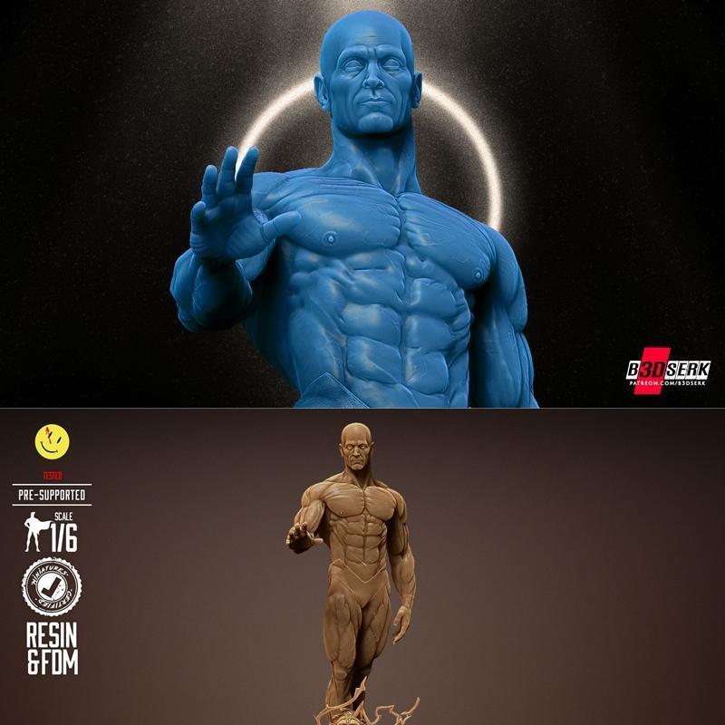 B3DSERK – 马丁·雷德 3D打印雕像模型|B3DSERK – Dr. Manhattan Statue – 3D Print Model STL