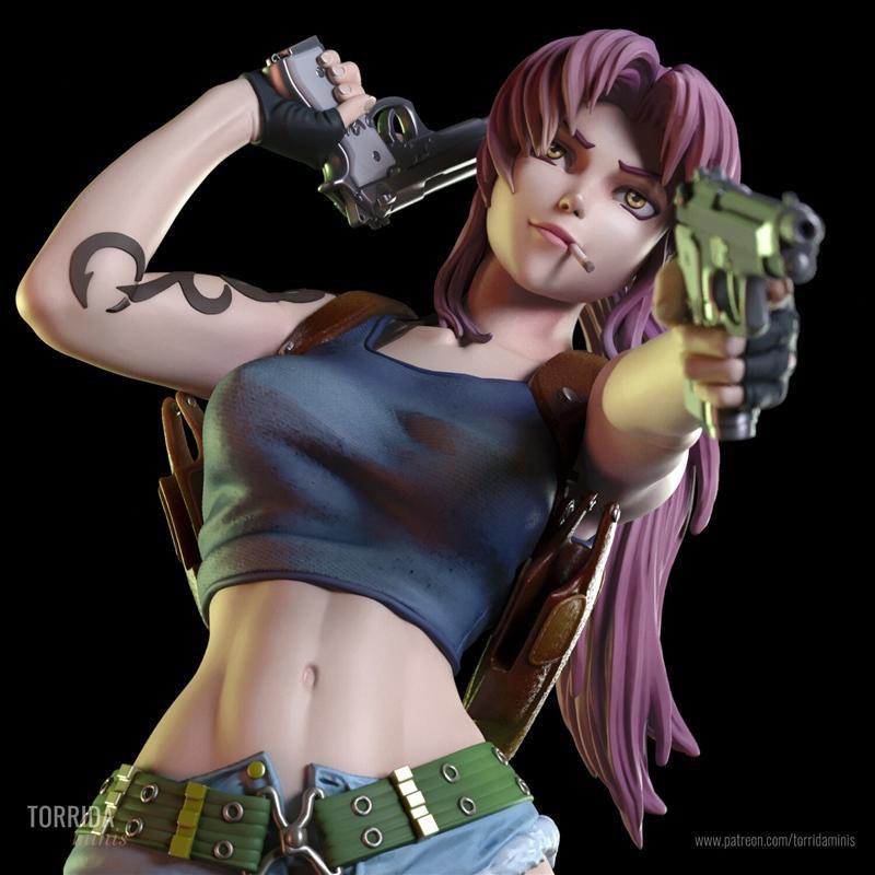 黑礁：雷维迷你模型 3D打印版|Torrida Minis – Revy from Black Lagoon – 3D Print Model STL
