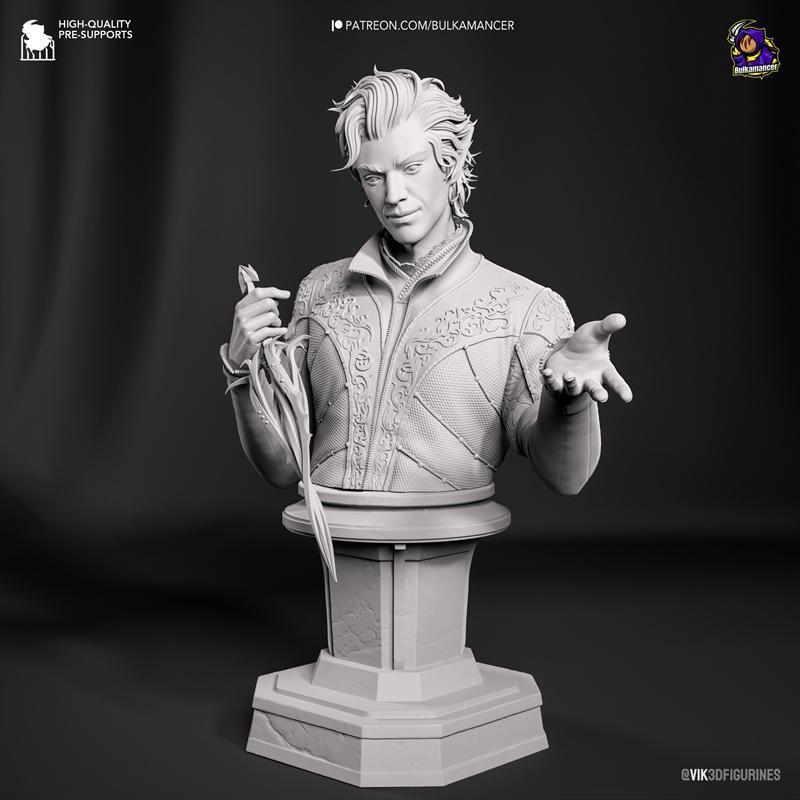 Bulkamancer塑形 – 亚斯塔里安 – 《博德之门3》人物立牌 3D打印模型|Bulkamancer Sculpts – Astarion – Baldurs Gate 3 Bust Version – 3D Print Model STL
