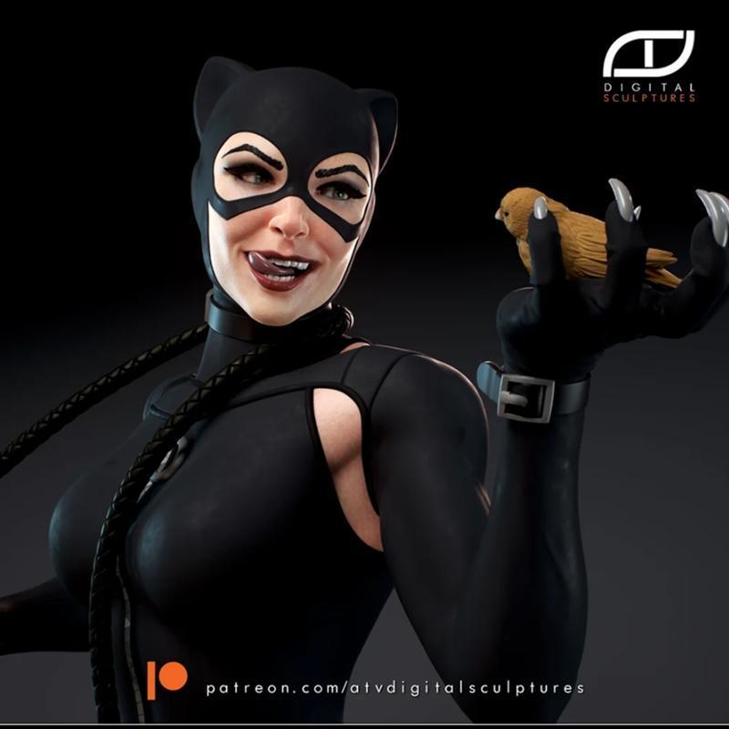 3D打印猫女模型|ATV – Catwoman Bust – 3D Print Model STL