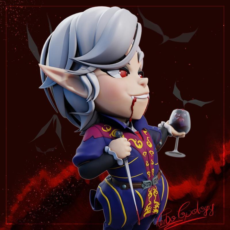 巴德尔之门3 小尺寸阿斯塔里昂 3D打印模型|Chibi Astarion – Baldurs Gate 3 – 3D Print Model STL