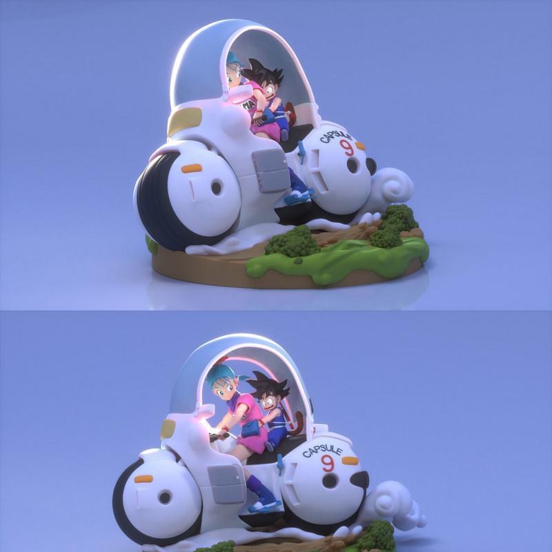 龙珠悟空与布尔玛骑行3D打印模型|Goku and Bulma on Bike – Dragon Ball – 3D Print Model