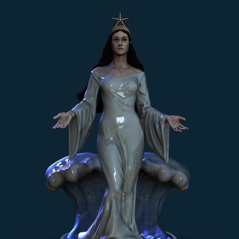 耶曼贾，海之母——3D打印模型|Yemanja mother of the sea – 3D Print Model STL