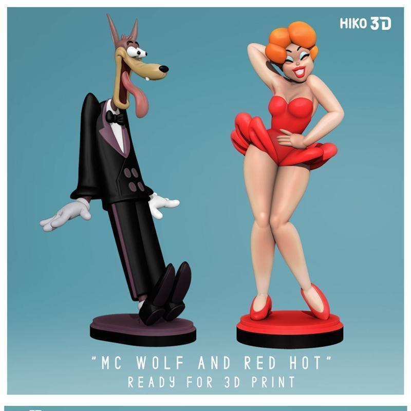 红衣少女与麦狼——Tex Avery 3D打印模型|Red Hot Riding Hood and McWolf – Tex Avery – 3D Print Model STL