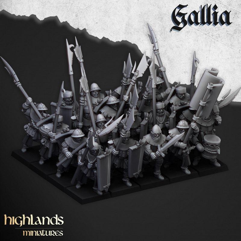 高卢战兵3D打印模型|Highlands Miniatures – Gallia Men at Arms – 3D Print Model