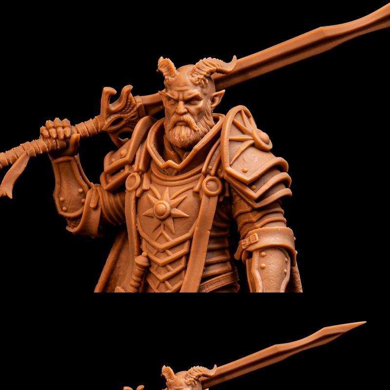黄金之誓——恶魔裔圣骑士 3D打印模型|Casthos the Golden – Tiefling Paladin – 3D Print Model