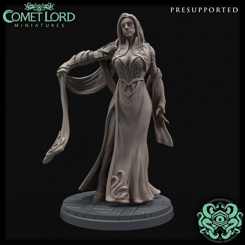 彗星之主迷你模型——伊莎贝尔吸血鬼小姐 3D打印模型|Comet Lord Miniatures – Ysabelle Vampire Lady – 3D Print Model STL