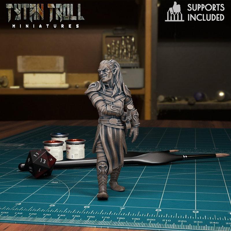 TytanTroll迷你模型：暮光精灵战士 Rahadin 3D打印版|TytanTroll Miniatures – Rahadin Dusk Elf Fighter – 3D Print Model