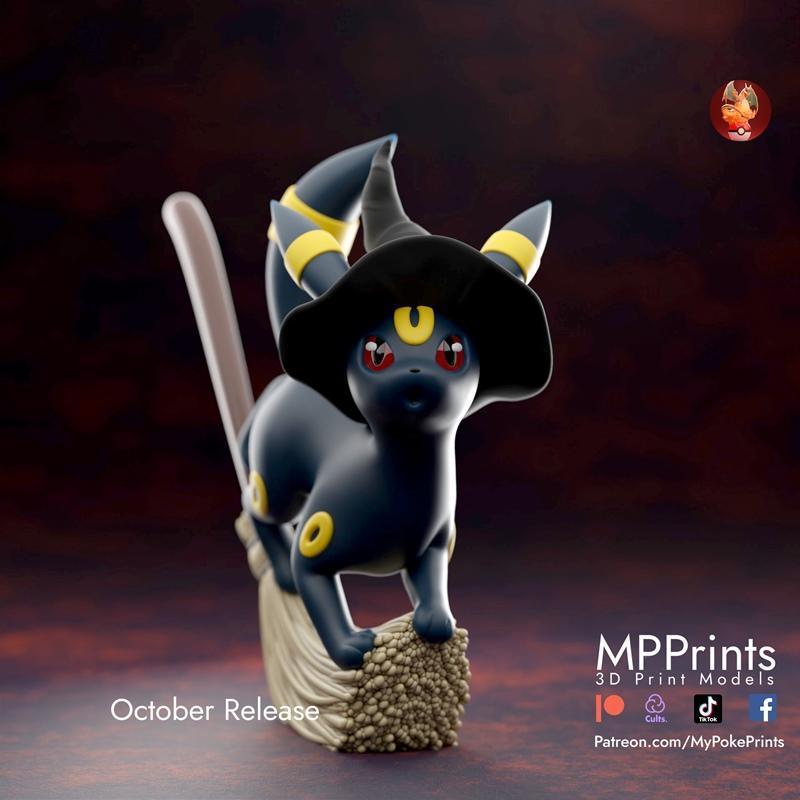 MyPokePrints - 乌鸦形态的乌萨斯3D打印模型|MyPokePrints – Witch Umbreon – 3D Print Model STL