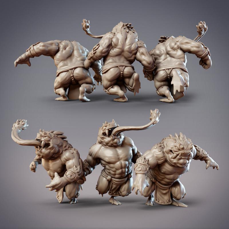 CobraMode沙漠异兽模型：毒蛙 Ogre 战士3D打印作品|CobraMode – Toad Ogre Thugs – Desert Hikiga – 3D Print Model