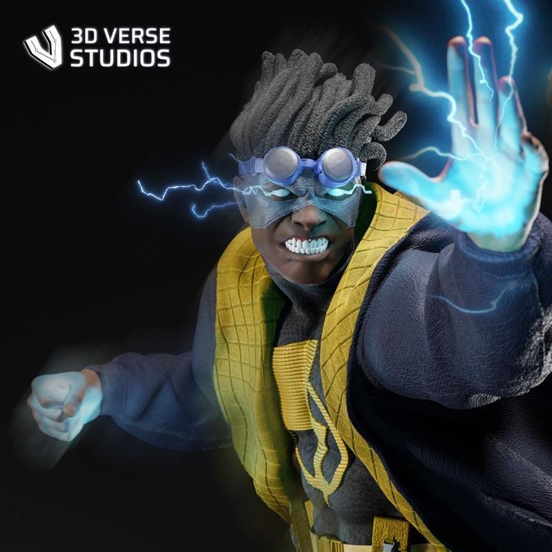 3D打印模型：Static Shock角色可打印雕塑|3d Verse Studios – Static Shock – 3D Print Model STL